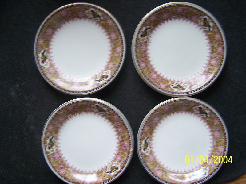 Maddock England China 4 Small Nutdishes Flowers & Birds  