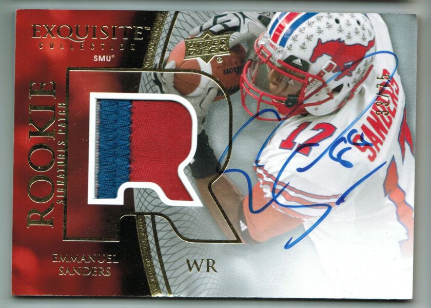   EXQUISITE EMANUEL SANDERS AUTO SLIGHT 3 COLOR SMU PATCH /75 10  