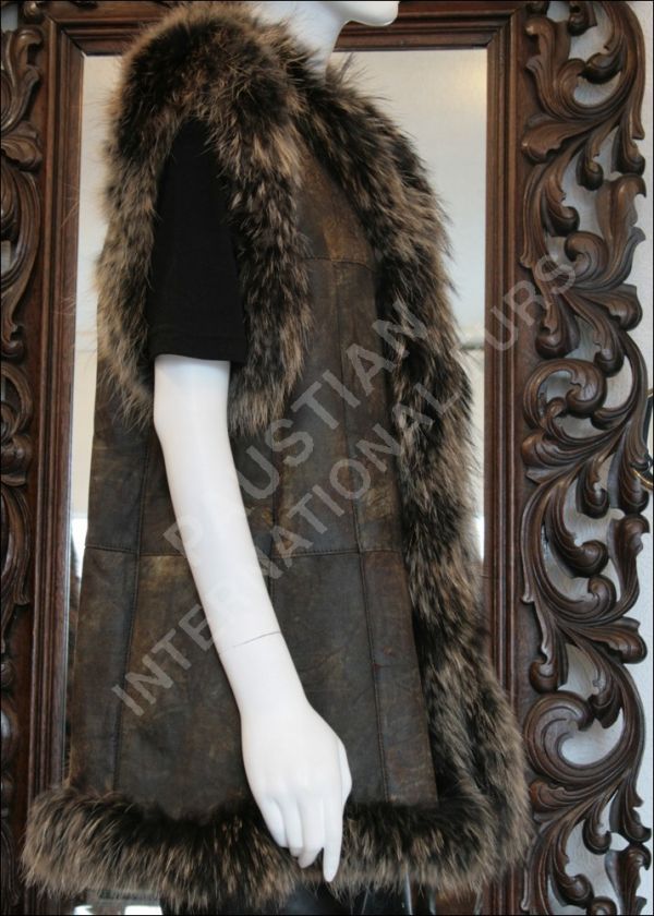 756 Rabbit fur waistcoat with fox frame   fur vest  