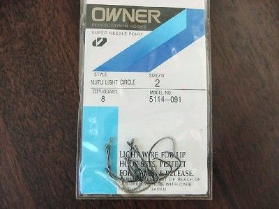 Brand New Owner Mutu Lite Circle Hooks 5114 091 Size 2, Qty. 8  