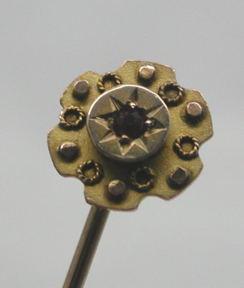 Edwardian 15ct Gold And Ruby Stick / Tie Pin  