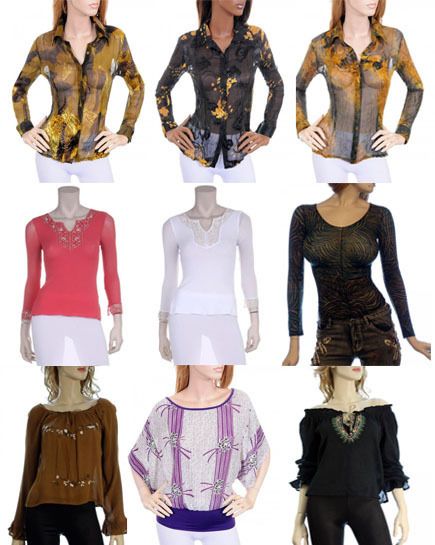 NEW LOT Silk Sheer SHIRT KNIT BLOUSE TOP S M L  