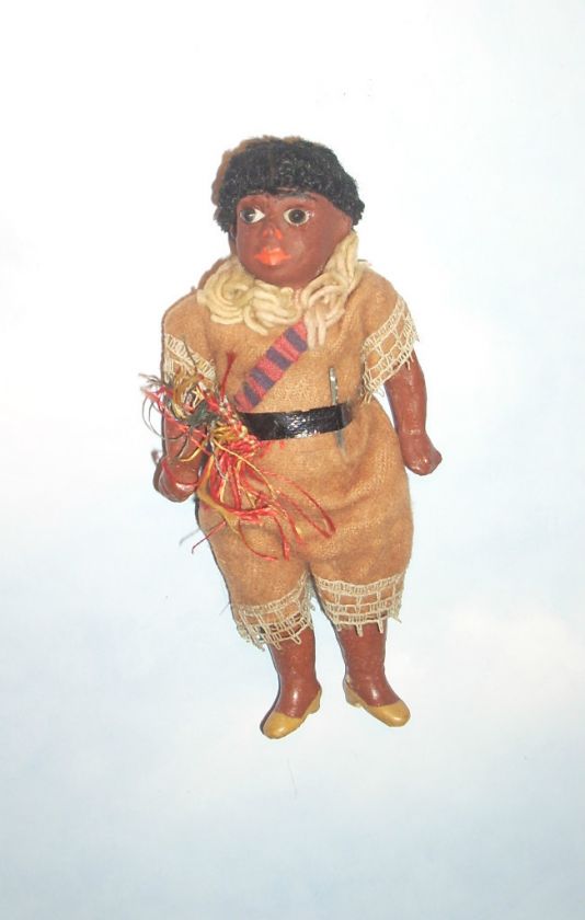 Antique German Composition American Indian Doll  