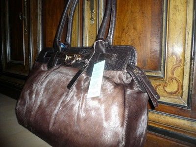 New with tag AQUA MADONNA genuine cow hair and leather tote