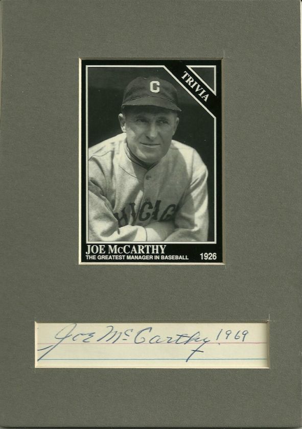 JOE MCCARTHY AUTOGRAPHED 3X5 MATTED WITH CONLON PSA DNA  