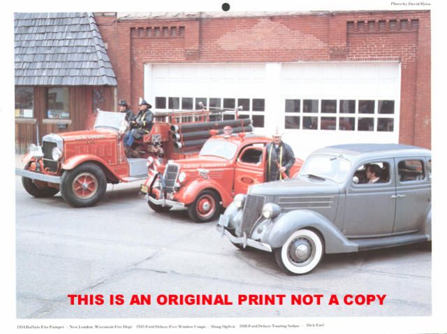 1934 Buffalo & 1935 & 1936 Ford fire truck print  
