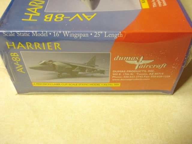 DUMAS AIRCRAFT * AV 8B HARRIER * STATIC MODEL AIRPLANE KIT 