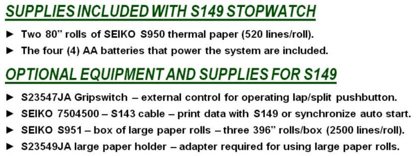 SEIKO S149 300 Lap Memory Integrated Stopwatch/Printer  