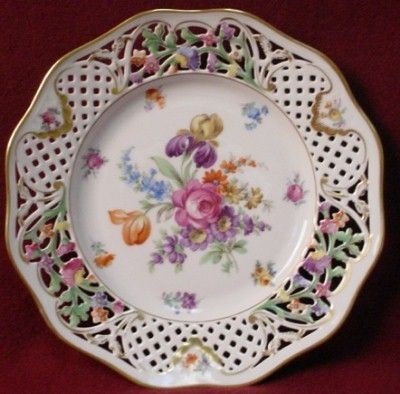 SCHUMANN china CHATEAU BOUQUET pattern DINNER PLATE reticulated  