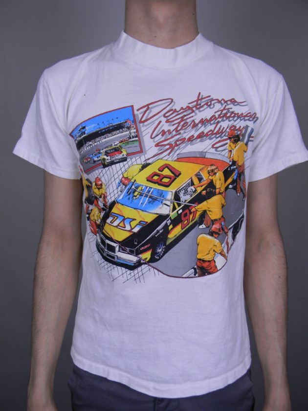 Vtg 1987 DAYTONA 500 80s NASCAR thin t shirt SMALL Racing Race Florida 