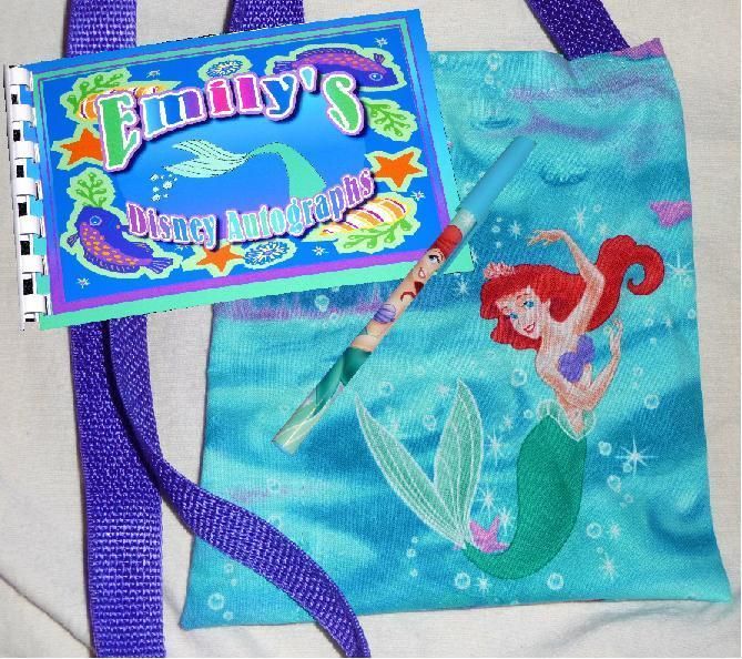 DISNEY Little Mermaid ARIEL Autograph Book/Bag/Pen  