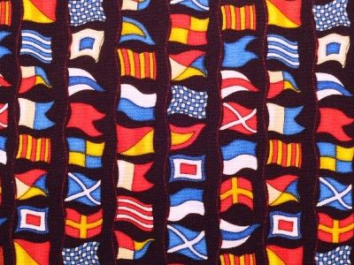   Nautical Flags Ship Boat Fabric BTY Robert Kaufman Kona Cotton  