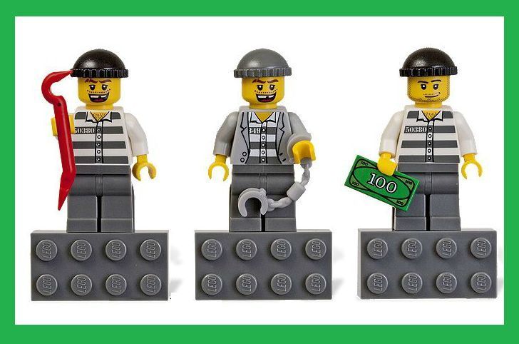   Burglar Minifigure 3 Magnet Set   Robbers with Weapons and Money *NEW