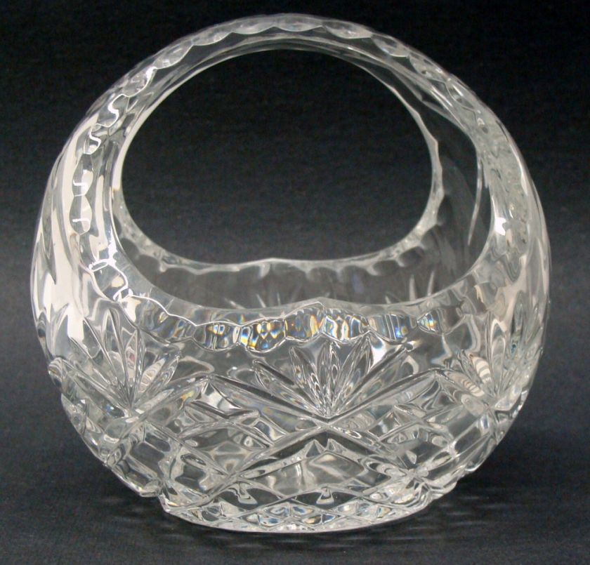 Crystal Basket Shaped Vase Cut Lead Glass  