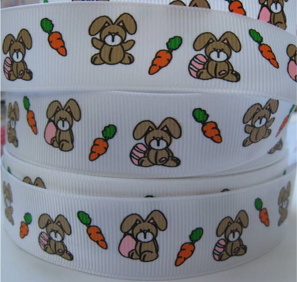   Carrot GROSGRAIN RIBBON HAIR BOW PRINTED RIBBON BY THE YARD  