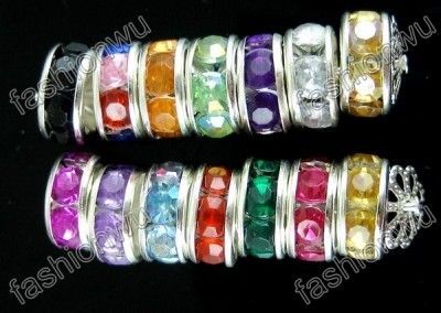 500 Pcs Mix Color Rhinestone Rondelle Spacer Circle8MM1  