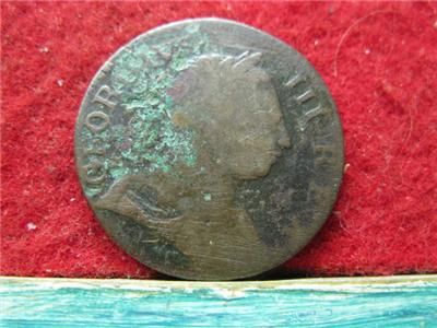 DETECTING FIND REVOLUTIONARY WAR 1775 HALF PENNY GEORGE III  