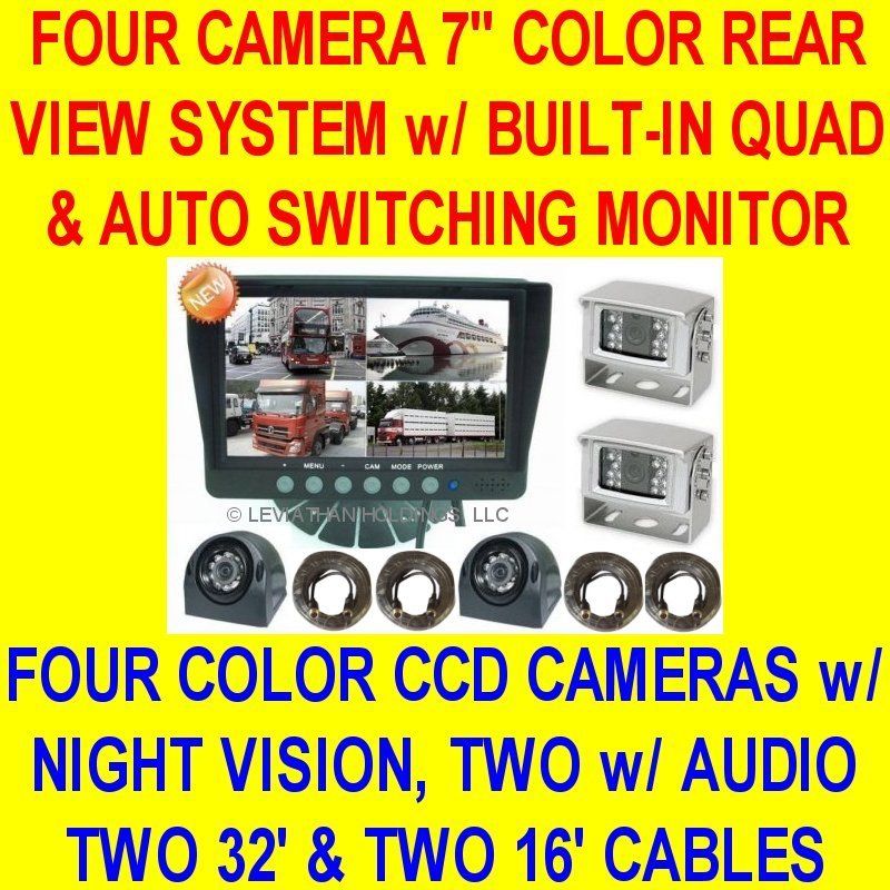 FOUR CAMERA COLOR REAR VIEW BACKUP SYSTEM QUAD 4 NEW  