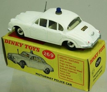 DINKY TOYS 269 JAGUAR MKII MOTORWAY POLICE CAR BOXED MATT WHITE  