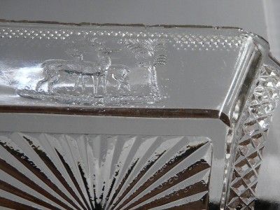   Brothers Glass Relish Dish / tray in Deer and PineTree Pattern  