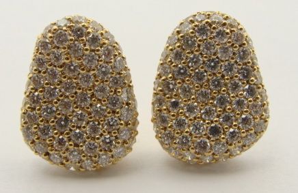 Designer Morelli 18K Yellow Gold Diamond Earrings  