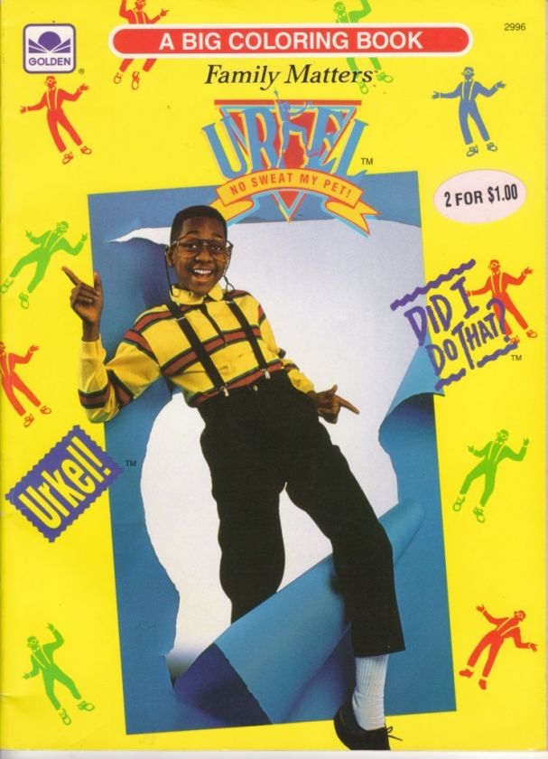 New Family Matters Steve Urkel Coloring Book Golden on PopScreen