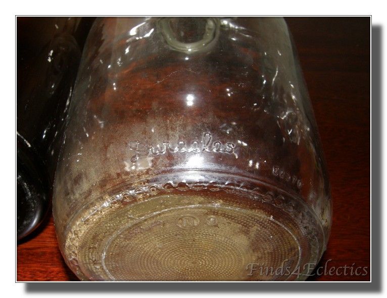 LOT 3 Clear & Amber Pharmacy Bottles & Duraglas Jug  