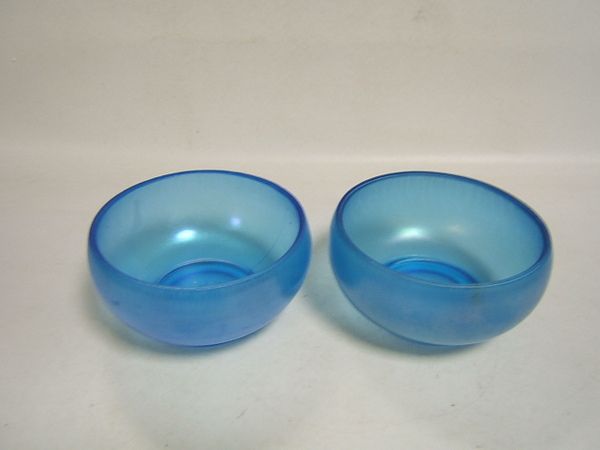Carnival Glass Celeste Blue 2 small Bowls Fenton  