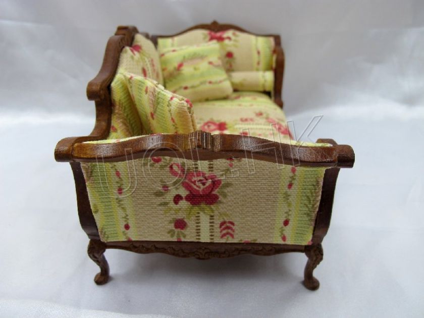 Doll house 1Scale Walnut Frame oF Fabric Day Bed   