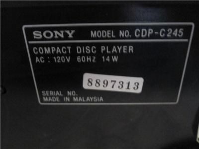 WHAT YOU ARE GETTING IS A PRE OWNED SONY CDP C245 5 DISC EXCHANGE 