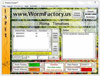 Color coded reminders & notes help keep produce healthy.