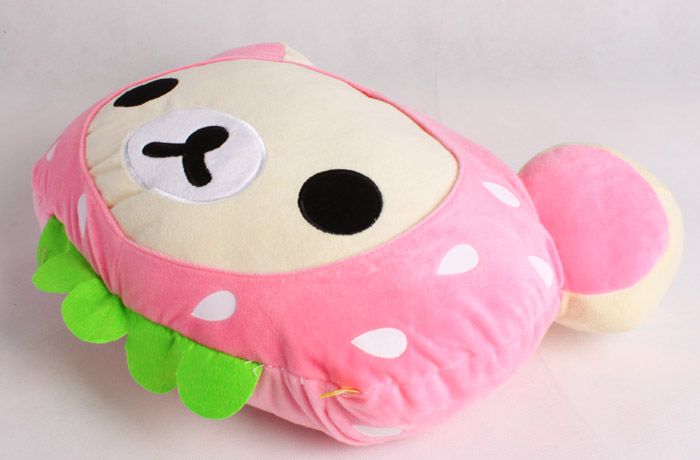 Rilakkuma Strawberry Head Plush Cushion Pillow  