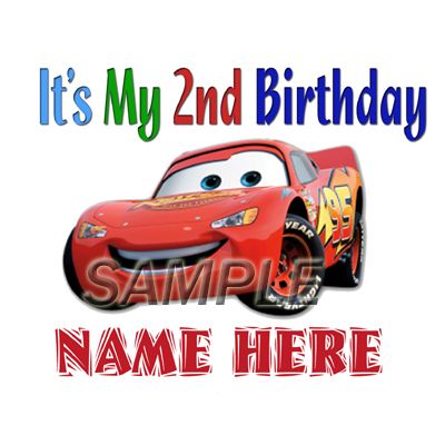 DISNEY CARS 2ND BIRTHDAY IRON ON TRANSFER 3 SIZES  