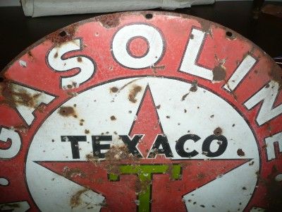 LARGE vintage porcelain over metal Texaco gas advertising sign 