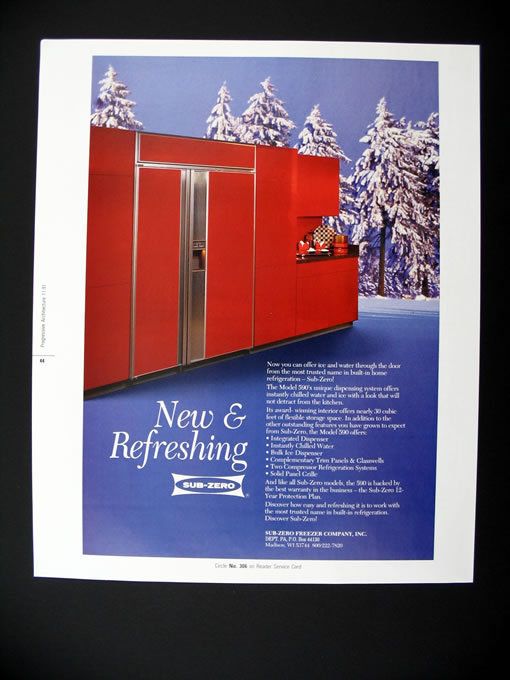 Sub Zero Model 590 Refrigerator red built in 1991 print Ad 