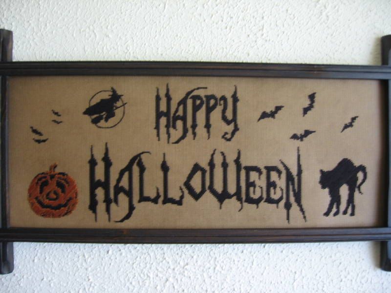 Halloween #3 punched paper motto sampler embroidery kit  