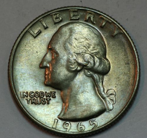 SMS Rainbow Toned 1965 P Washington Quarter Dollar   MS  