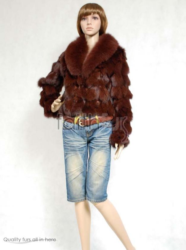 Luxury Fox Fur Jacket/Coat/Overcoat with Fox Fur Collar  