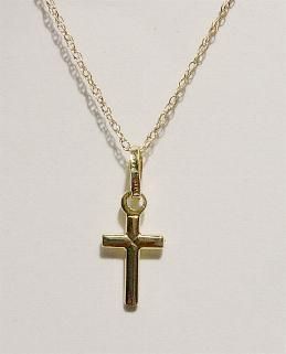 New 14k Solid Gold BABY CROSS w/Chain   