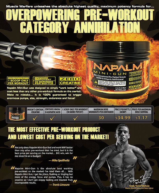 Muscle Warfare NAPALM Mini Gun TESTOSTERONE IGF 1 NMDA  