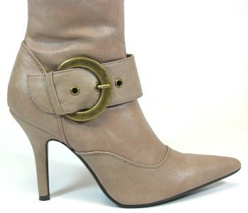 PAPRIKA HOLE S PUTTY TAUPE POINTY TOE KNEE HIGH BOOT  