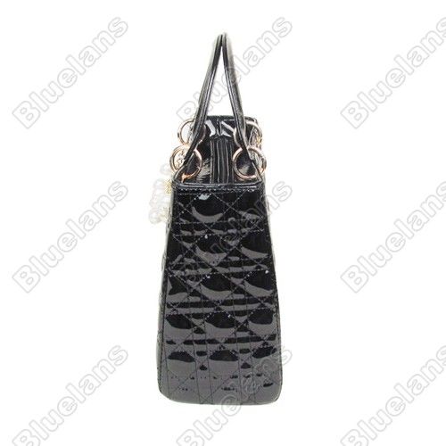 Celebrity Women Patent leather Pearl Chain Handbag Tote Shoulder Bag 