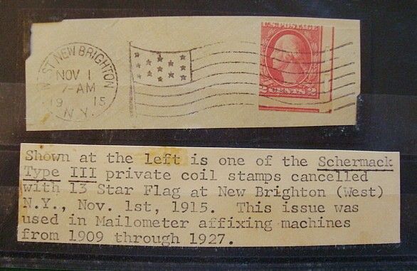 US WASHINGTON 2 CENT COIL STAMP. SCHERMACK TYPE III CANCEL NEW 