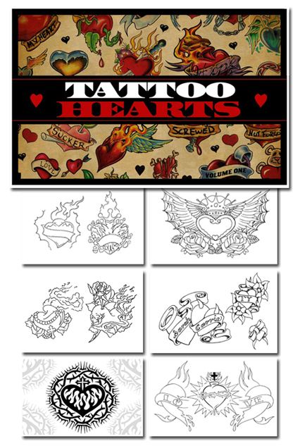 Tattoo Supplies reference book flash Hearts love  