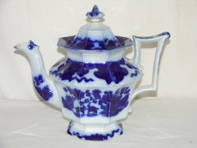 Antique Flow Blue ~ CASHMERE ~ Tea Pot Teapot  