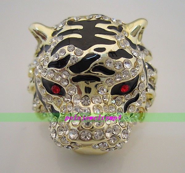 New gilded tiger head with crystal ring size 8,9,10  