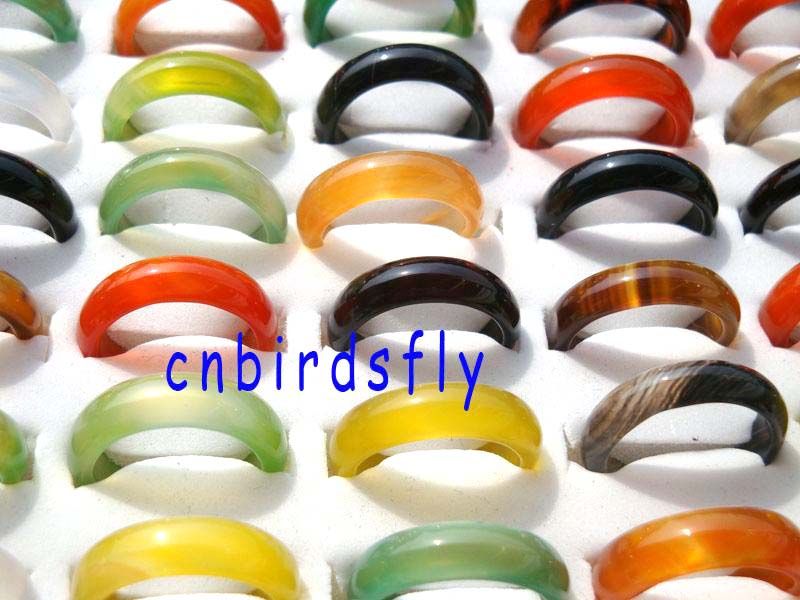 wholesale Mixed lot30 Natural Agate rings   