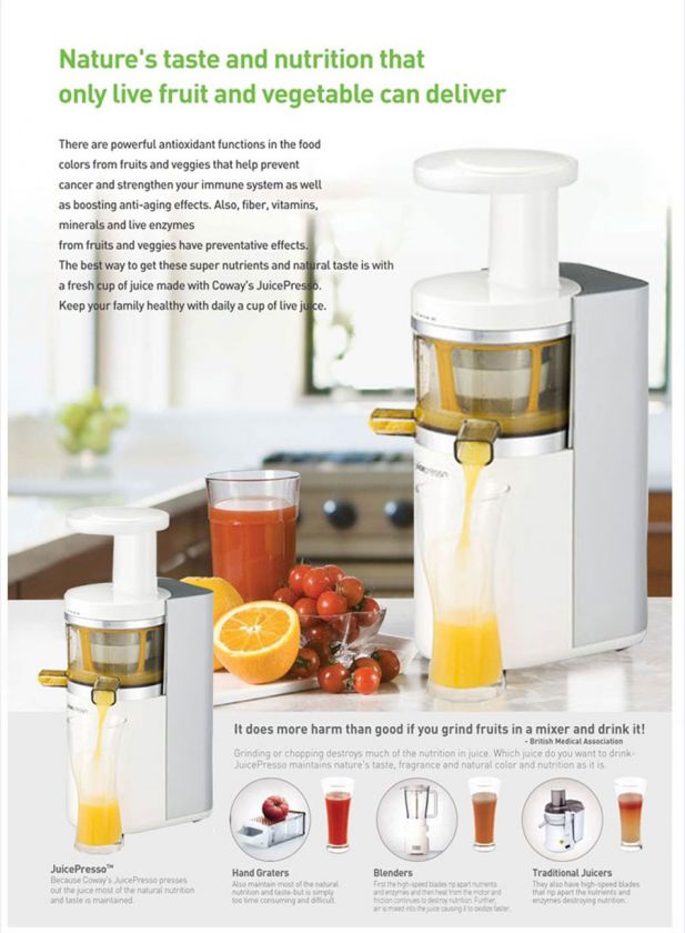   01 JuicePresso Cold Press Juicer Extractor Blender White Color  