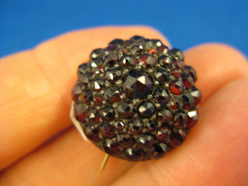 Victorian ~ BOHEMIAN GARNET PIN ~ Gilt Petite Brooch  