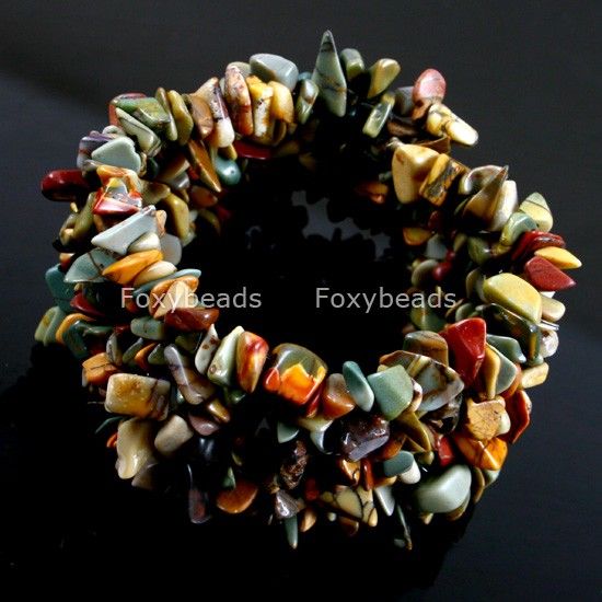 Pretty Natural Picasso Jasper Freeform Bracelet 6L  